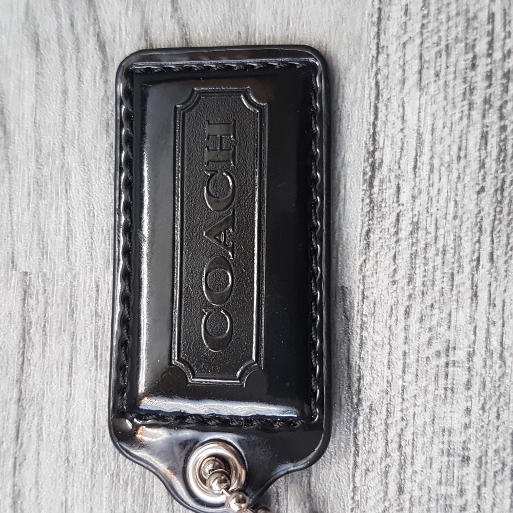Coach Glossy Black Leather Fob